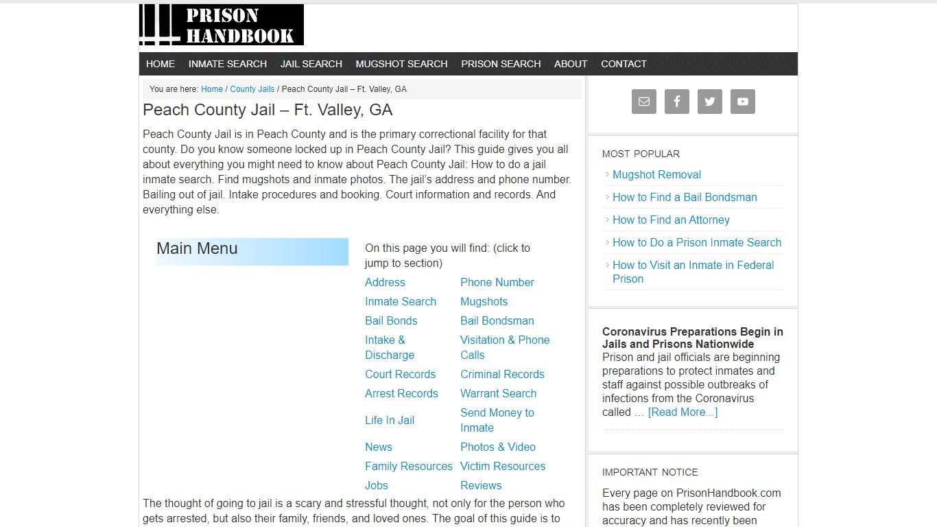 Peach County Jail – Ft. Valley, GA - Prison Handbook